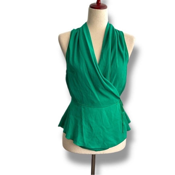 Wilfred Kelly Green Sleeveless Wrap Blouse Size Small - Picture 3 of 7